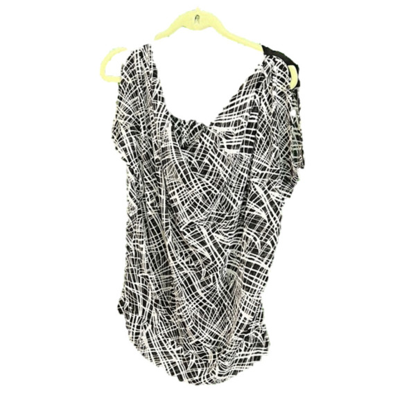 💫 59. Milk & Honey Black And white Sheer Short sleeve blouse size small PTP 25 - Picture 3 of 7